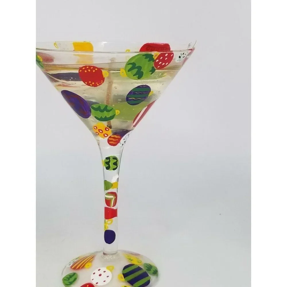 Lolita Handpainted Martini Glass 7 OZ Candle Ornament Flirtini Holiday New Lot 2